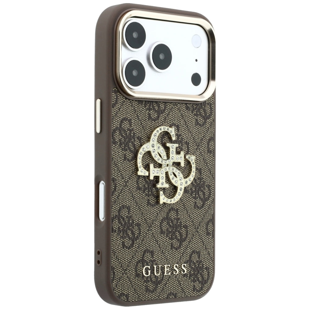 Etui na Apple iPhone 18 Pro / 17 Pro, Guess, 4G Big Strass Logo, Brązowy