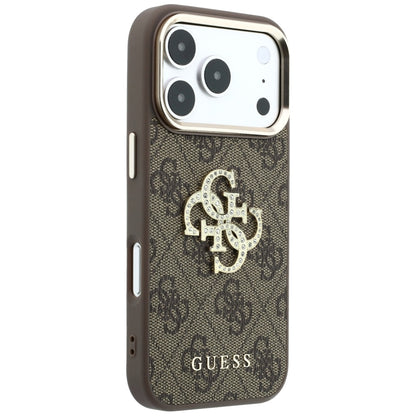 Etui na Apple iPhone 18 Pro / 17 Pro, Guess, 4G Big Strass Logo, Brązowy