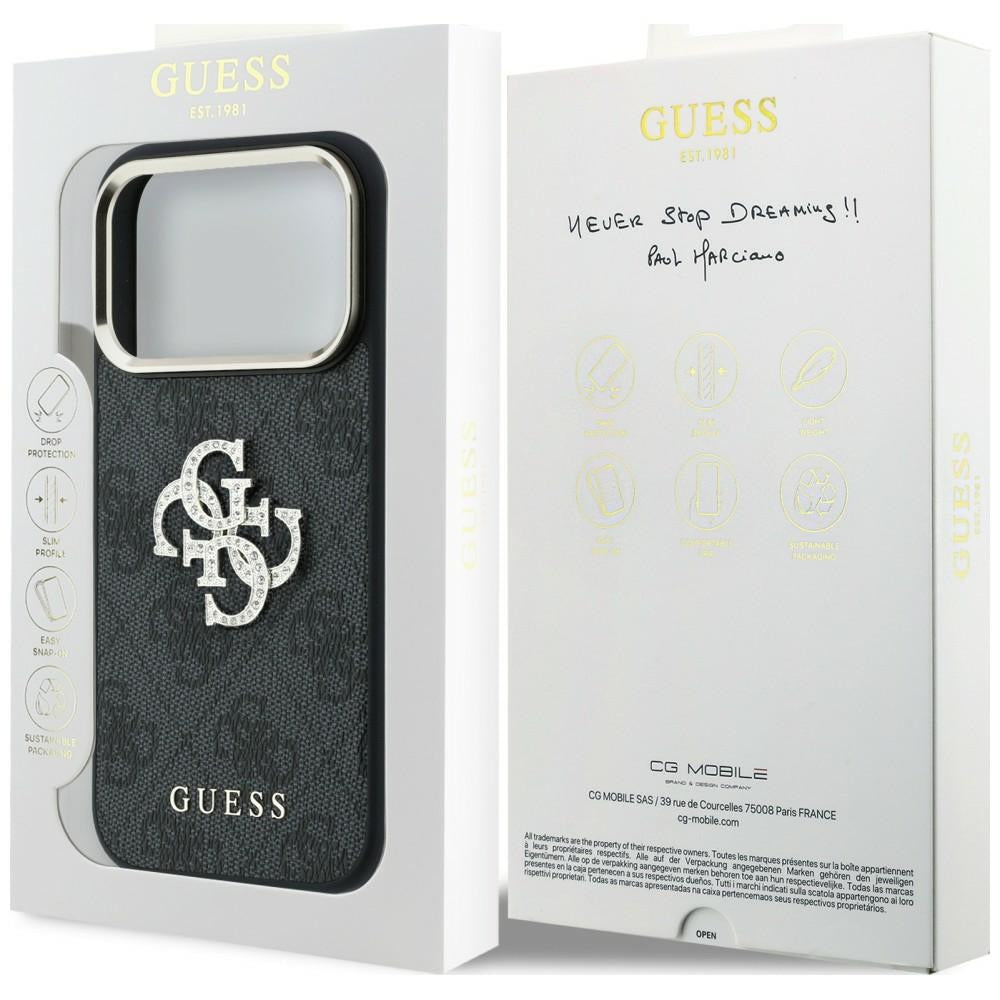 Etui na Apple iPhone 18 Pro / 17 Pro, Guess, 4G Big Strass Logo, Brązowy