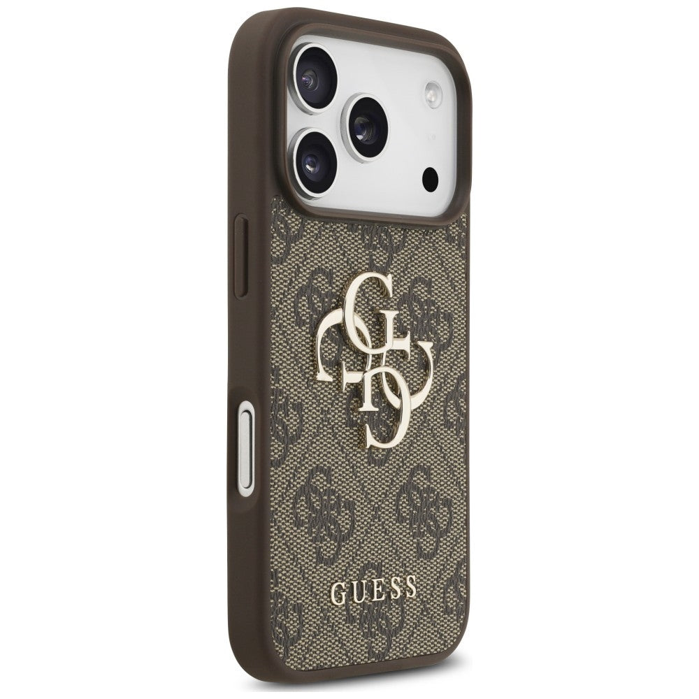 Etui na Apple iPhone 18 Pro / 17 Pro, Guess, 4G Classic Logo z paskiem, Brązowe