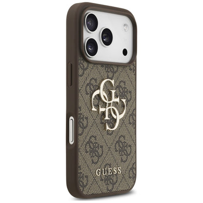 Etui na Apple iPhone 18 Pro / 17 Pro, Guess, 4G Classic Logo z paskiem, Brązowe