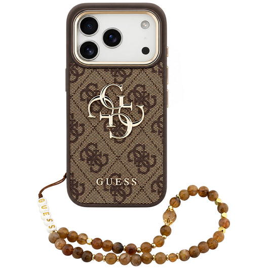 Etui do Apple iPhone 18 Pro / 17 Pro, Guess, 4G Classic Logo with Strap, złotobrązowy
