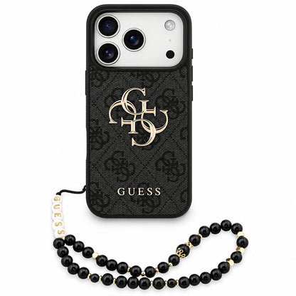 Etui na Apple iPhone 18 Pro / 17 Pro, Guess, 4G Classic Logo z paskiem, czarne