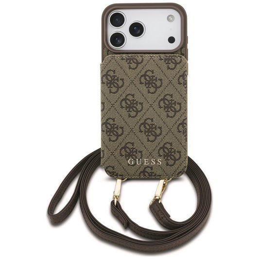 Etui do Apple iPhone 18 Pro / 17 Pro, Guess, 4G Crossbody Cardslot, brązowy
