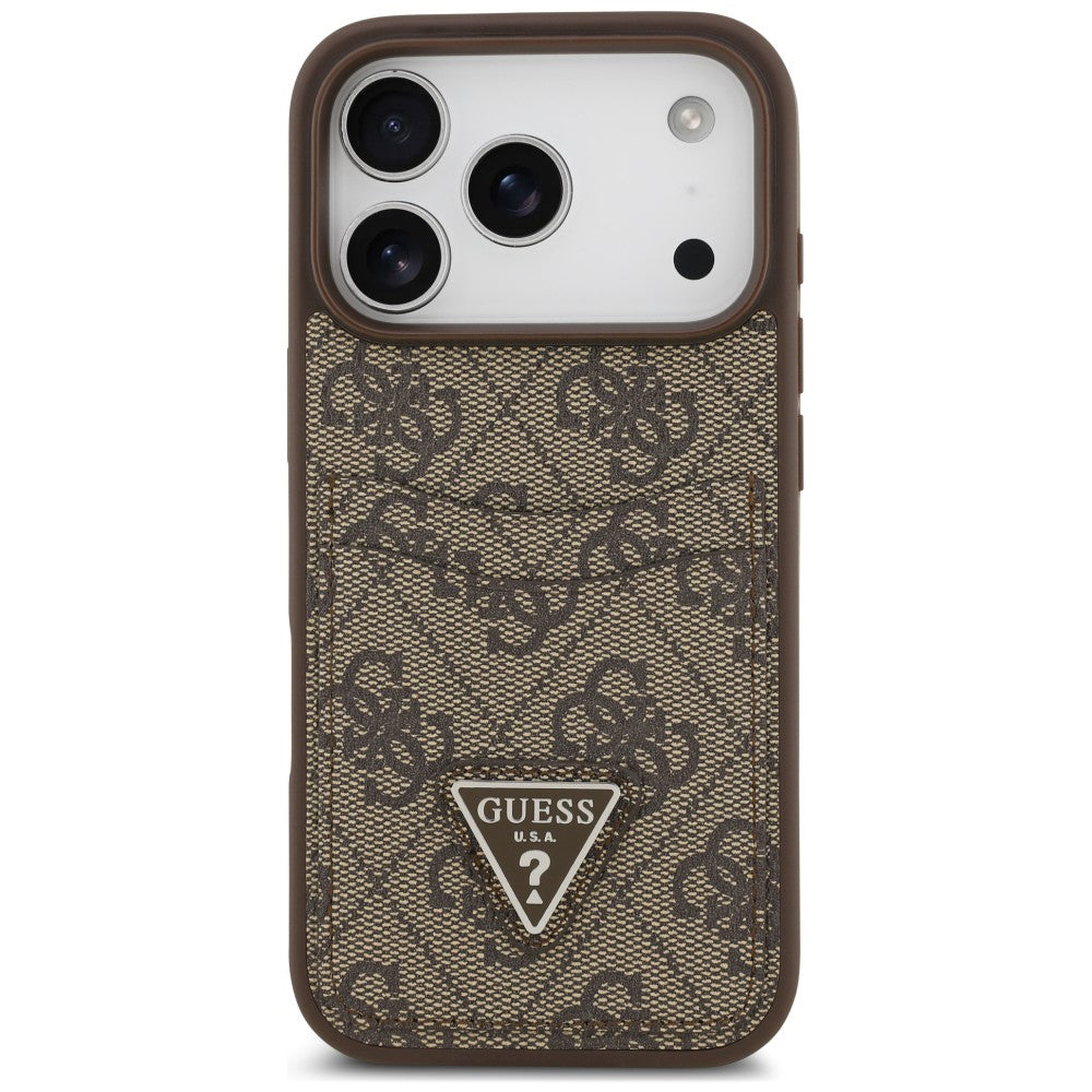Etui do Apple iPhone 18 Pro / 17 Pro, Guess, 4G Double Card Triangle, brązowy