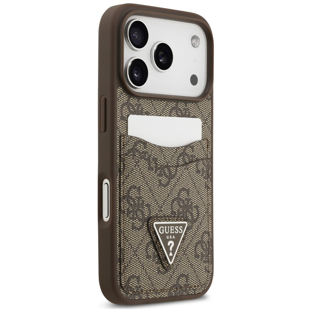 Etui do Apple iPhone 18 Pro / 17 Pro, Guess, 4G Double Card Triangle, brązowy