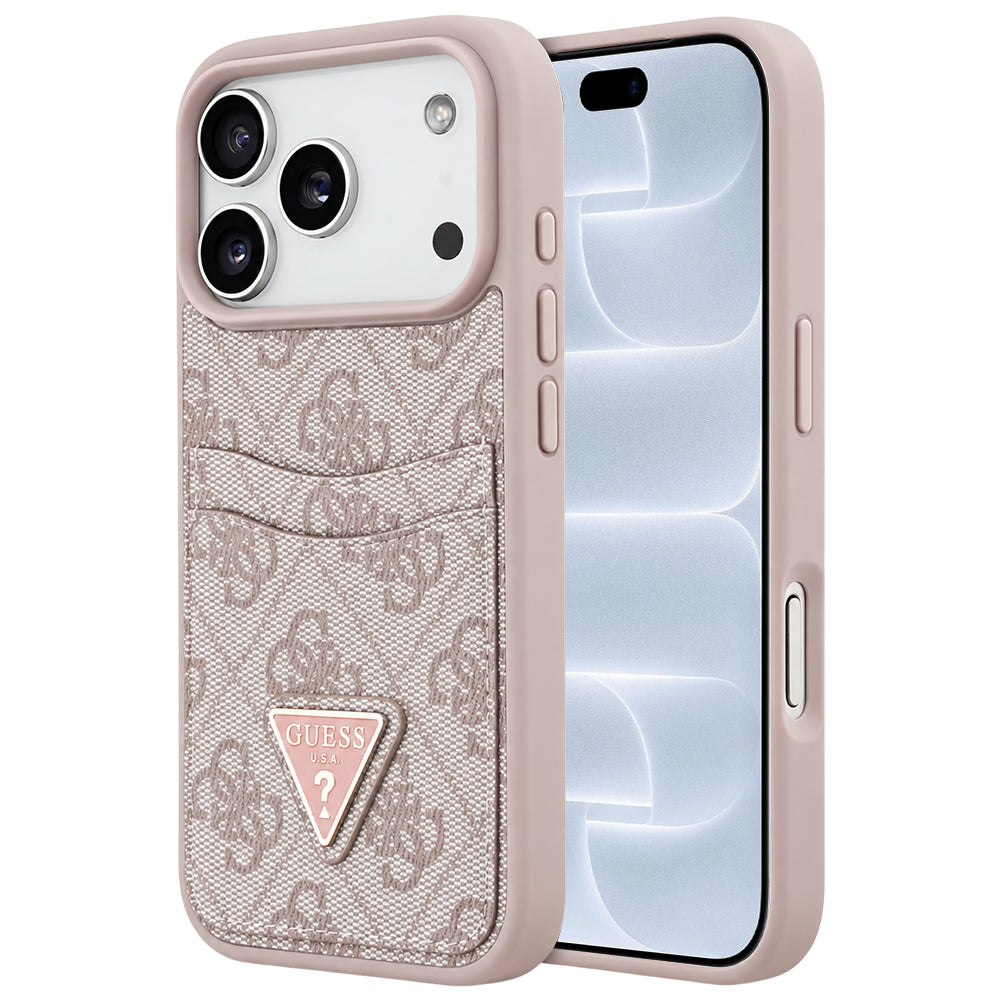 Etui do Apple iPhone 18 Pro / 17 Pro, Guess, 4G Double Card Triangle, różowy