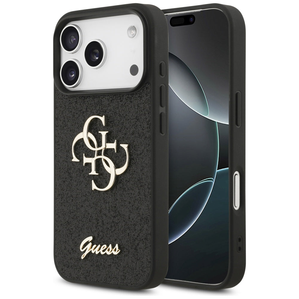 Etui na Apple iPhone 18 Pro / 17 Pro, Guess, Fixed Glitter Big 4G, czarne
