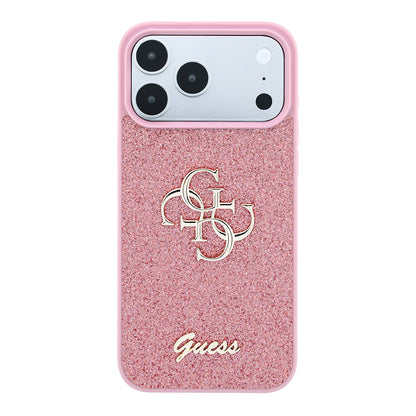 Etui na Apple iPhone 18 Pro / 17 Pro, Guess, Fixed Glitter Big 4G, Różowe