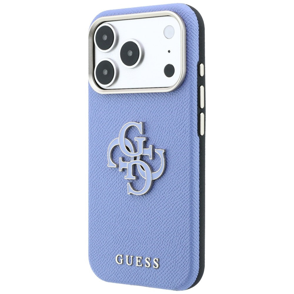 Etui na Apple iPhone 18 Pro / 17 Pro, Guess, Grained Big Resin Logo, Bleu