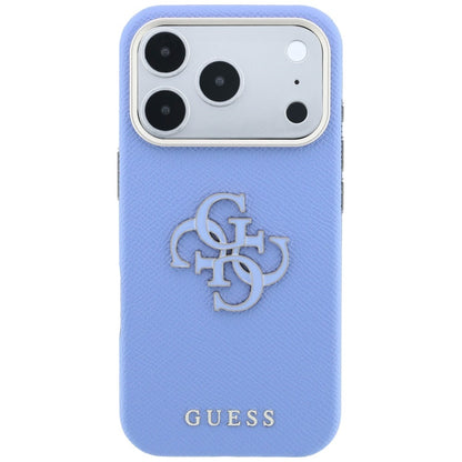Etui na Apple iPhone 18 Pro / 17 Pro, Guess, Grained Big Resin Logo, Bleu