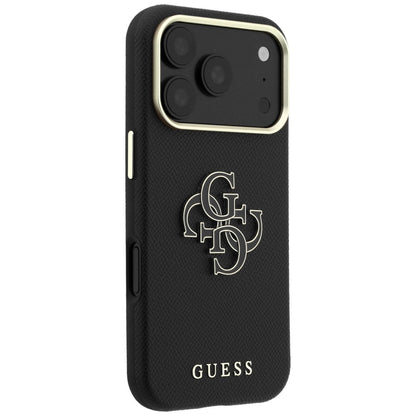 Case for Apple iPhone 18 Pro / 17 Pro, Guess, Grained Big Resin Logo, Black