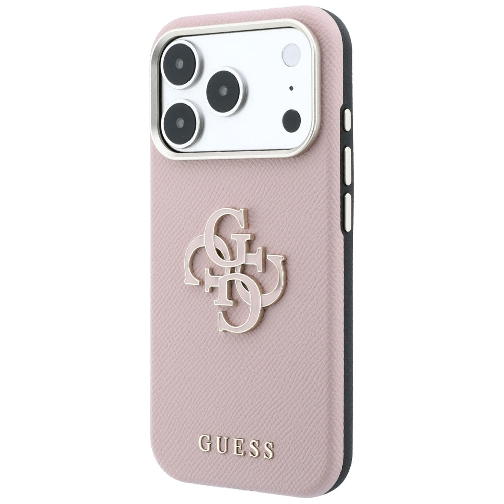Etui na Apple iPhone 18 Pro / 17 Pro, Guess, Grained Big Resin Logo, Różowe
