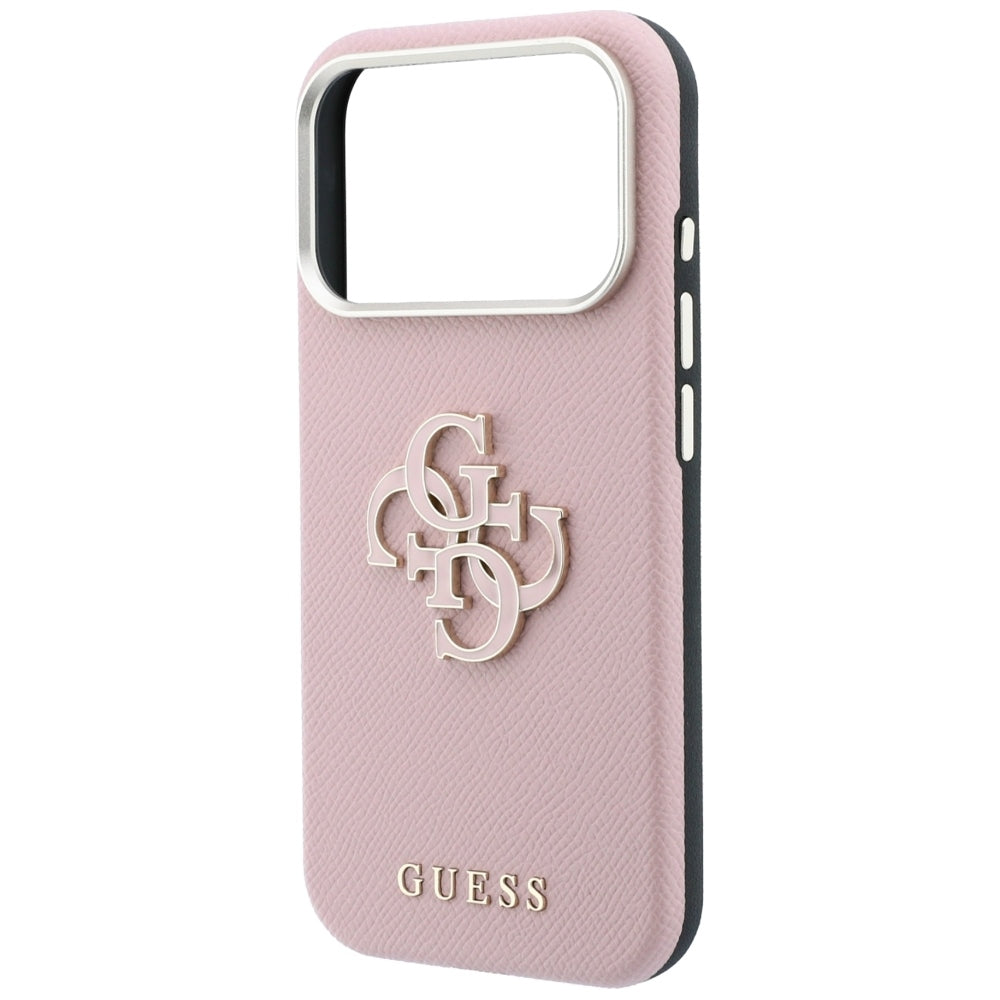 Etui na Apple iPhone 18 Pro / 17 Pro, Guess, Grained Big Resin Logo, Różowe