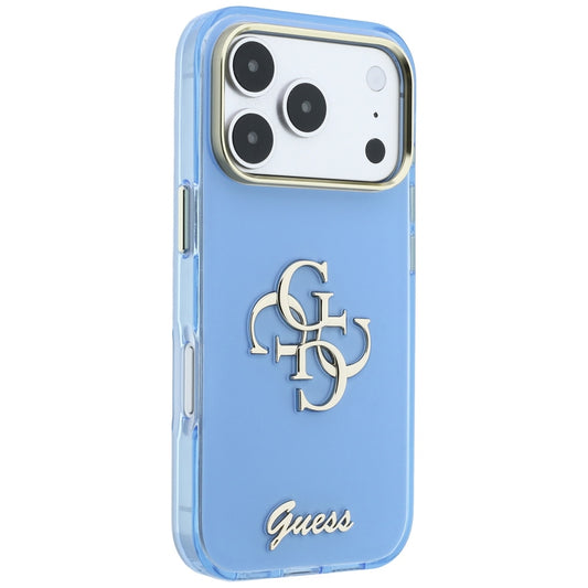 Etui na Apple iPhone 18 Pro / 17 Pro, Guess, IML 4G Metal Script, Bleu