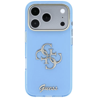 Case for Apple iPhone 18 Pro / 17 Pro, Guess, IML 4G Metal Script, Blue