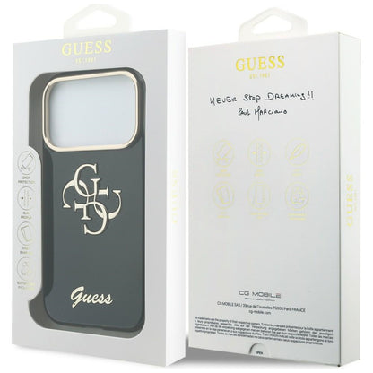 Case for Apple iPhone 18 Pro / 17 Pro, Guess, IML 4G Metal Script, Black