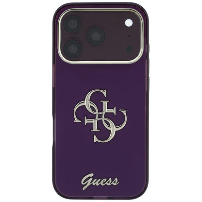 Case for Apple iPhone 18 Pro / 17 Pro, Guess, IML 4G Metal Script, Burgundy