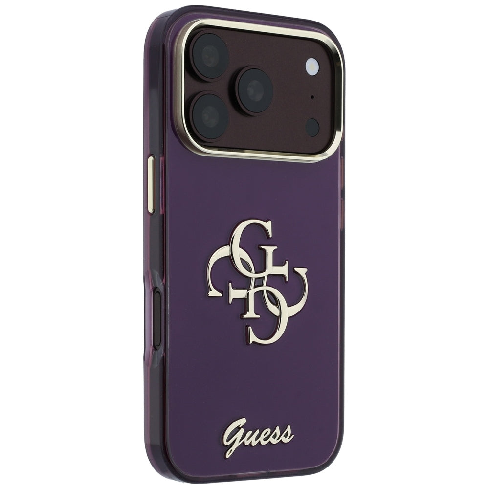 Case for Apple iPhone 18 Pro / 17 Pro, Guess, IML 4G Metal Script, Burgundy