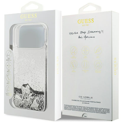 Etui do Apple iPhone 18 Pro / 17 Pro, Guess, Liquid Glitter Charms, srebrne
