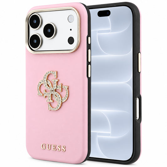 Etui do Apple iPhone 18 Pro / 17 Pro, Guess, Smooth Big Strass Logo, różowy