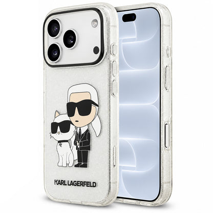 Etui do Apple iPhone 18 Pro / 17 Pro, Karl Lagerfeld, IML Glitter Karl and Choupette NFT, przezroczyste