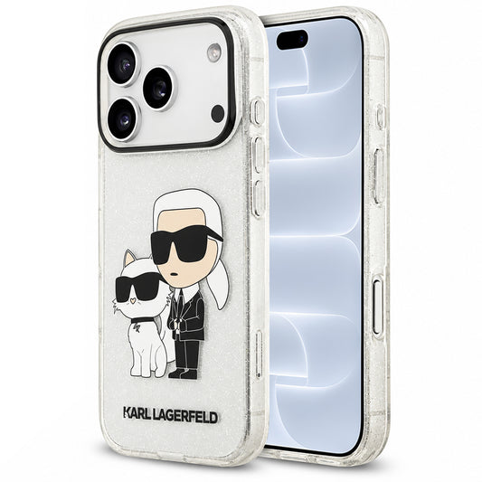 Etui do Apple iPhone 18 Pro / 17 Pro, Karl Lagerfeld, IML Glitter Karl and Choupette NFT, przezroczyste