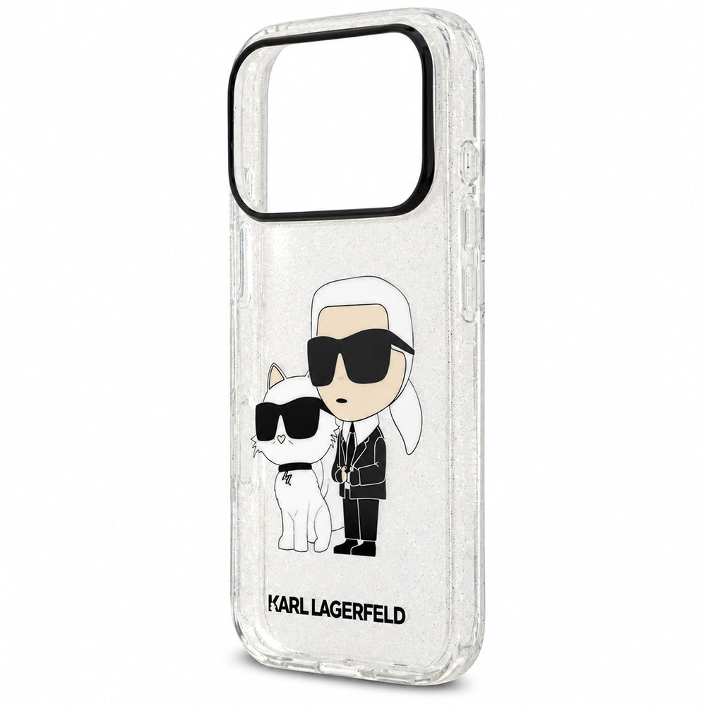 Etui do Apple iPhone 18 Pro / 17 Pro, Karl Lagerfeld, IML Glitter Karl and Choupette NFT, przezroczyste