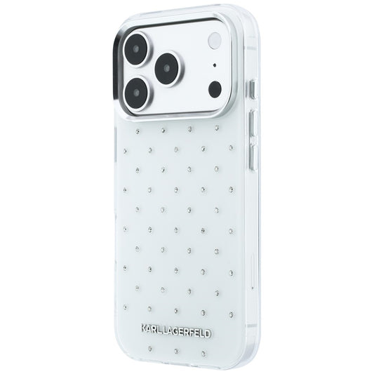 Etui na Apple iPhone 18 Pro / 17 Pro, Karl Lagerfeld, IML Kryształy i Logo Elektroforetyczne, Białe