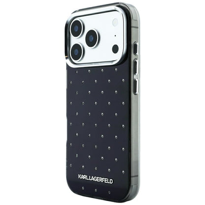 Case for Apple iPhone 18 Pro / 17 Pro, Karl Lagerfeld, IML Rhinestones and Electroplated Logo, Black
