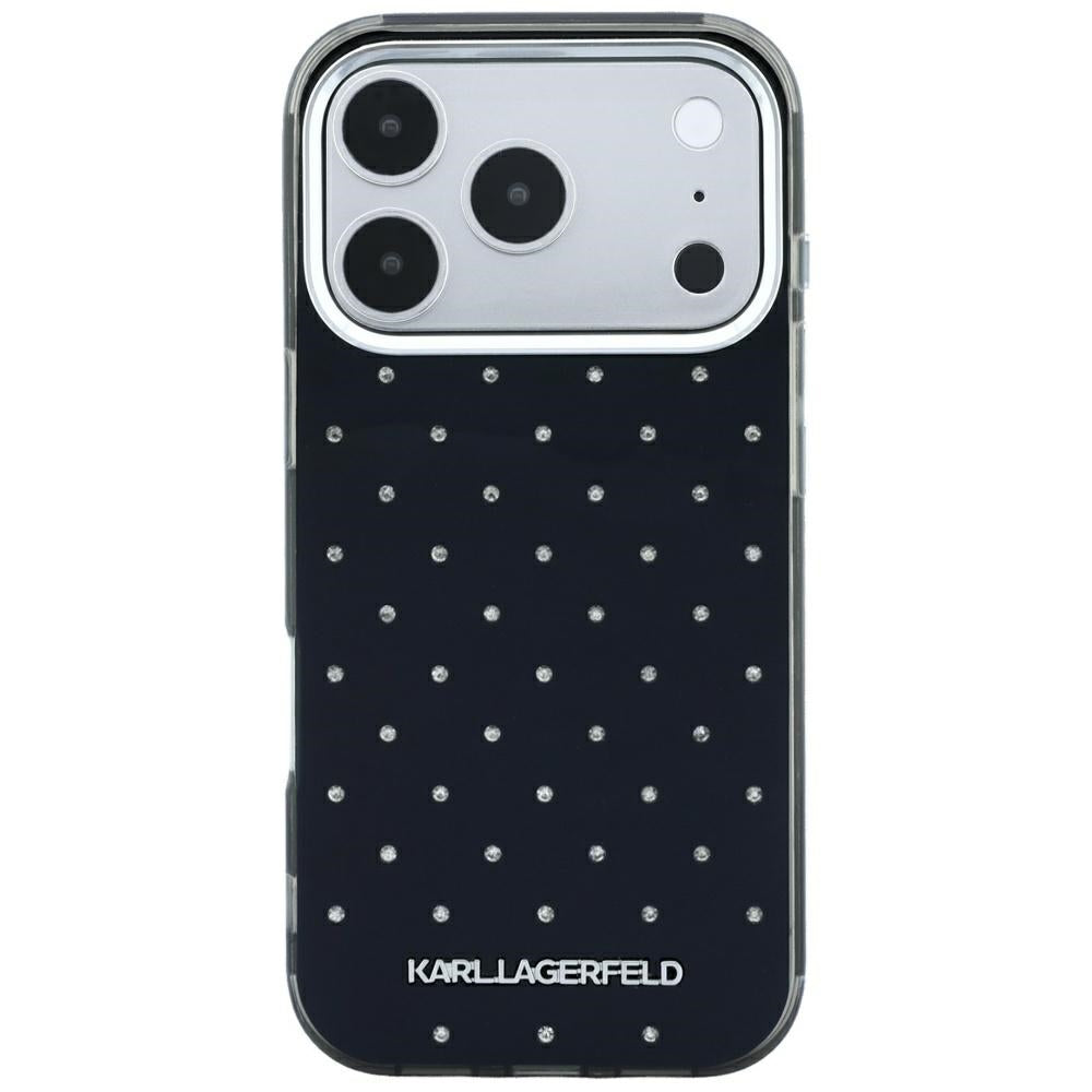Case for Apple iPhone 18 Pro / 17 Pro, Karl Lagerfeld, IML Rhinestones and Electroplated Logo, Black