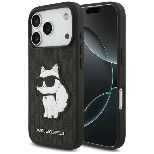 Etui do Apple iPhone 18 Pro / 17 Pro, Karl Lagerfeld, Saffiano Mono Patch Choupette, czarne
