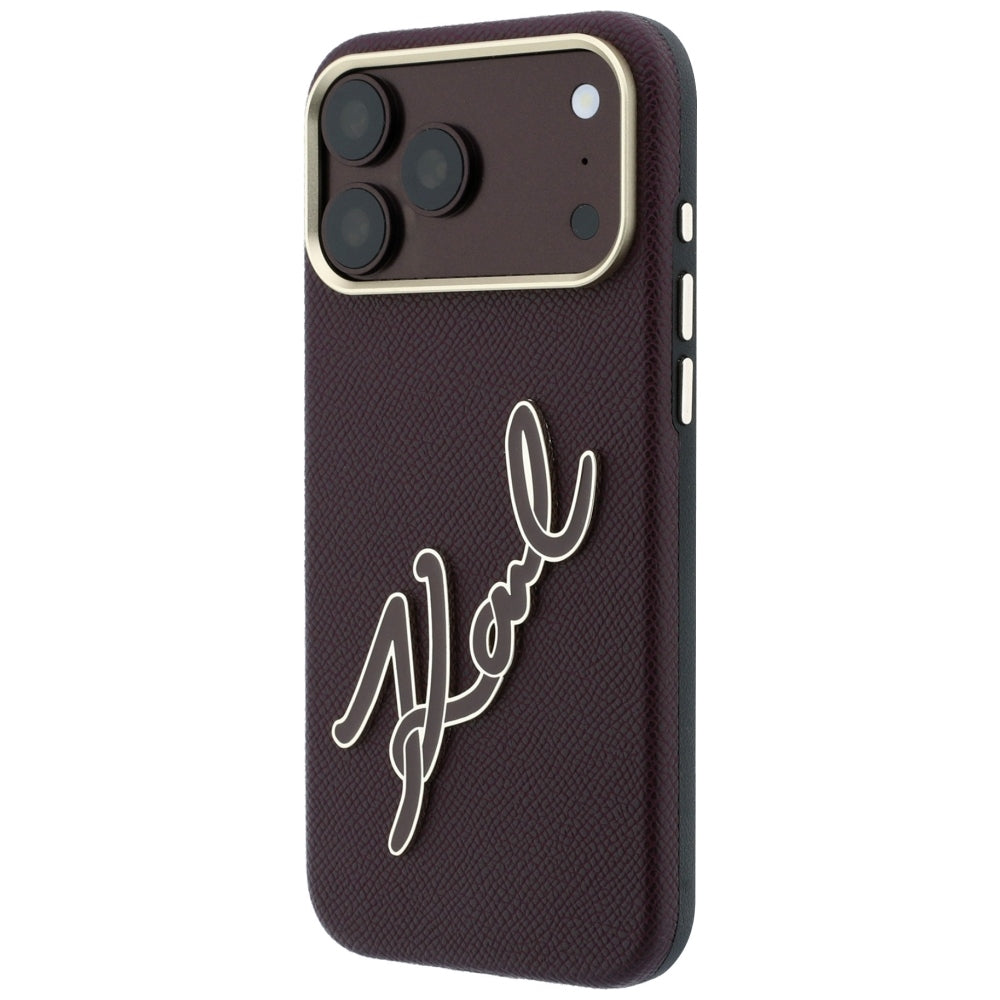 Etui na Apple iPhone 18 Pro / 17 Pro, Karl Lagerfeld, Gładkie Duże Logo z Żywicy, Wiśniowe