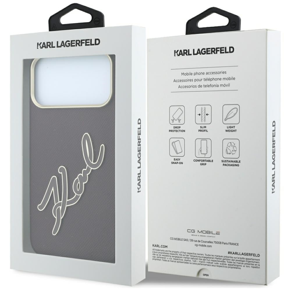 Etui na Apple iPhone 18 Pro / 17 Pro, Karl Lagerfeld, Gładkie Duże Logo z Żywicy, Wiśniowe