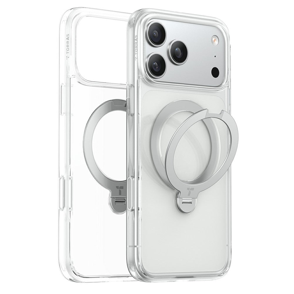 Etui MagSafe do Apple iPhone 18 Pro / 17 Pro, Torras, Ostand Spin, Przezroczyste