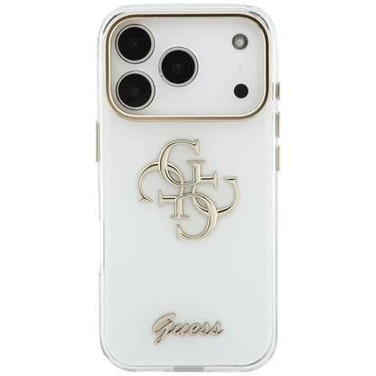 Case for Apple iPhone 18 Pro, Guess, IML 4G Metal Script, White