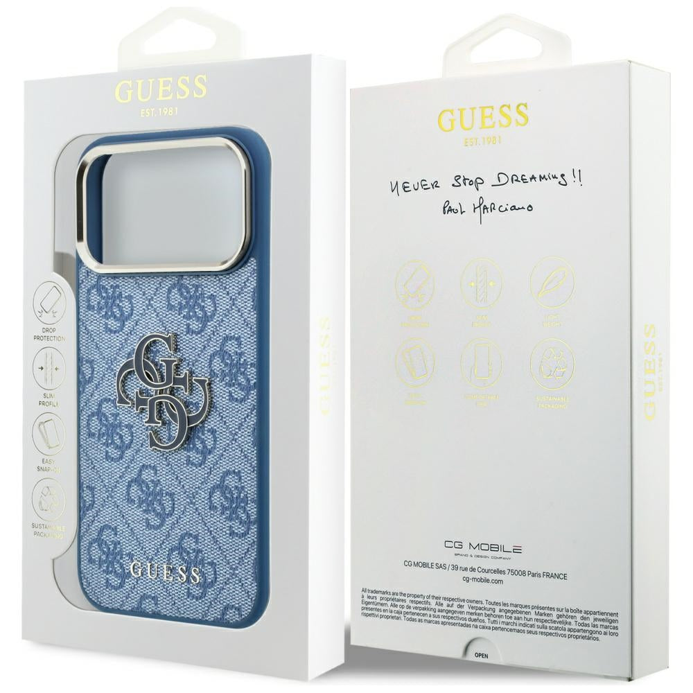 Etui na Apple iPhone 18 Pro Max / 17 Pro Max, Guess, 4G Big Resin Logo, Niebieskie