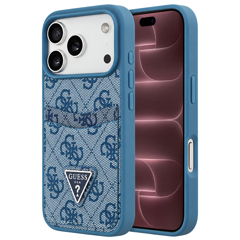 Etui do Apple iPhone 18 Pro Max / 17 Pro Max, Guess, 4G Double Card Triangle, niebieskie