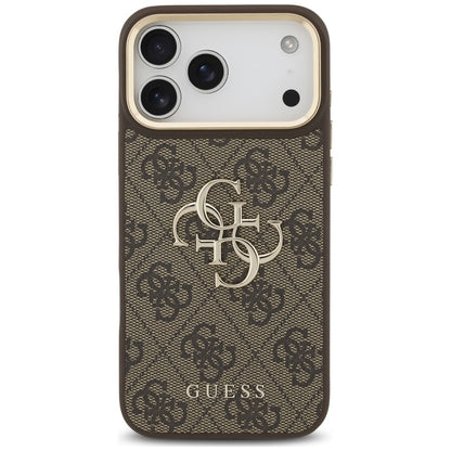 Case for Apple iPhone 18 Pro Max / 17 Pro Max, Guess, Big 4G Classic Logo & Big Strap Metal Buttons, Brown