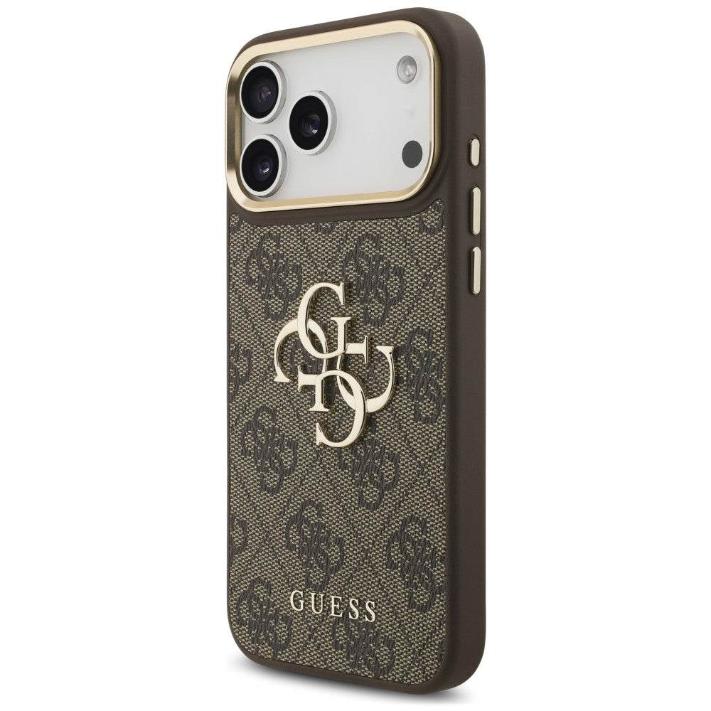 Case for Apple iPhone 18 Pro Max / 17 Pro Max, Guess, Big 4G Classic Logo & Big Strap Metal Buttons, Brown