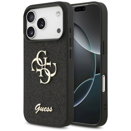 Case for Apple iPhone 18 Pro Max / 17 Pro Max, Guess, Fixed Glitter Big 4G, Black