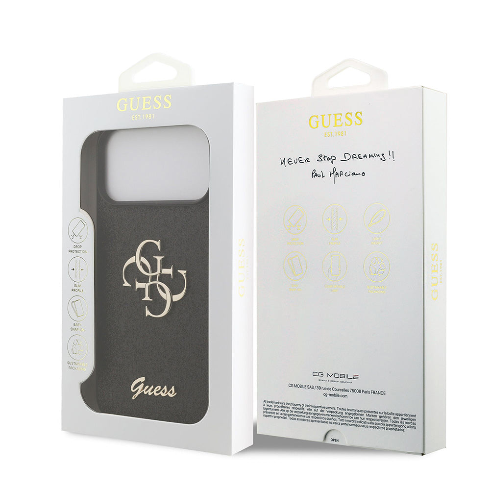 Etui na Apple iPhone 18 Pro Max / 17 Pro Max, Guess, Fixed Glitter Big 4G, czarne