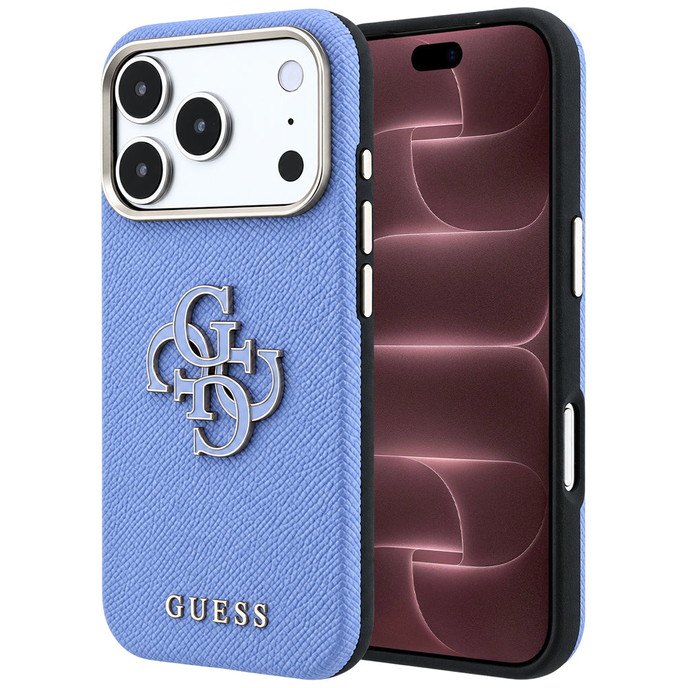 Etui na Apple iPhone 18 Pro Max / 17 Pro Max, Guess, Grained Big Resin Logo, Bleu