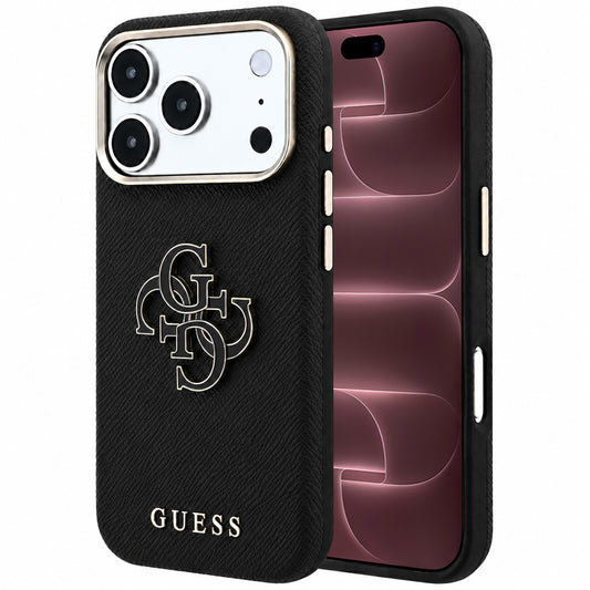 Etui na Apple iPhone 18 Pro Max / 17 Pro Max, Guess, Grained Big Resin Logo, Czarna
