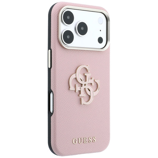 Etui na Apple iPhone 18 Pro Max / 17 Pro Max, Guess, Grained Big Resin Logo, Różowe