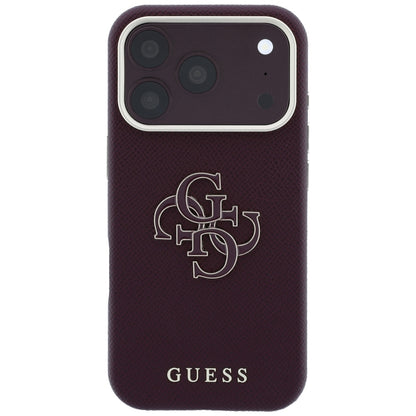 Etui na Apple iPhone 18 Pro Max / 17 Pro Max, Guess, Duże logo z żywicy o ziarnistej fakturze, Wiśniowy