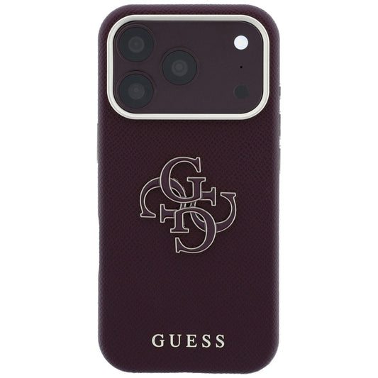 Etui na Apple iPhone 18 Pro Max / 17 Pro Max, Guess, Duże logo z żywicy o ziarnistej fakturze, Wiśniowy
