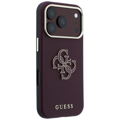 Etui na Apple iPhone 18 Pro Max / 17 Pro Max, Guess, Duże logo z żywicy o ziarnistej fakturze, Wiśniowy