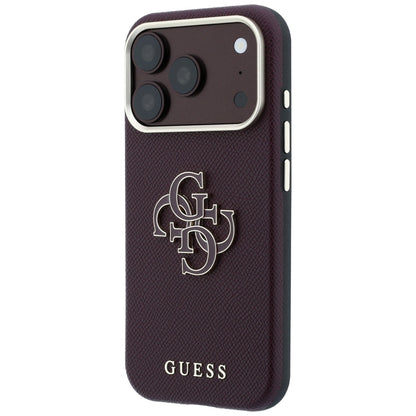 Etui na Apple iPhone 18 Pro Max / 17 Pro Max, Guess, Duże logo z żywicy o ziarnistej fakturze, Wiśniowy
