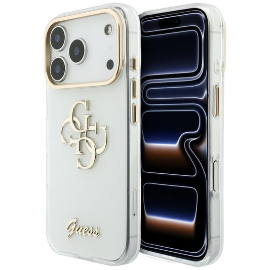 Etui na Apple iPhone 18 Pro Max / 17 Pro Max, Guess, IML 4G Metal Script, Białe